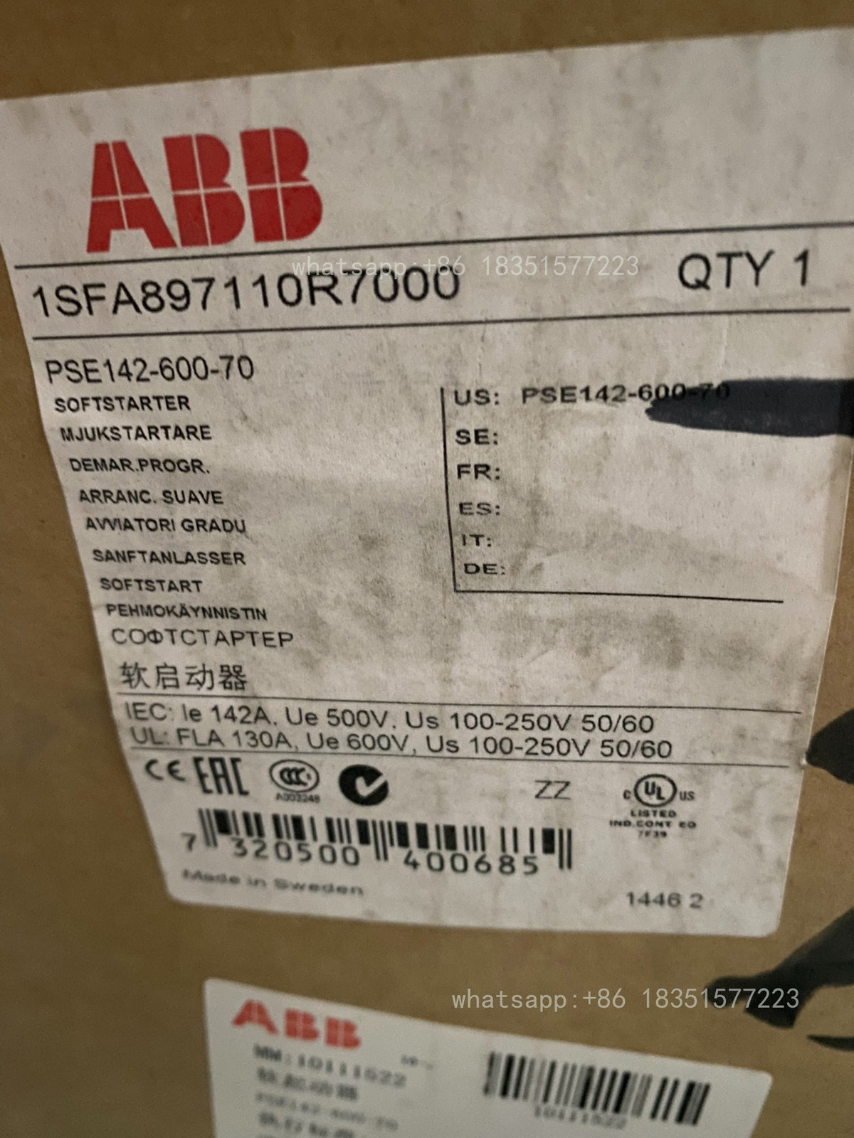 1PCS NEW PSE142-600-70 1SFA897110R7000 Soft Starter