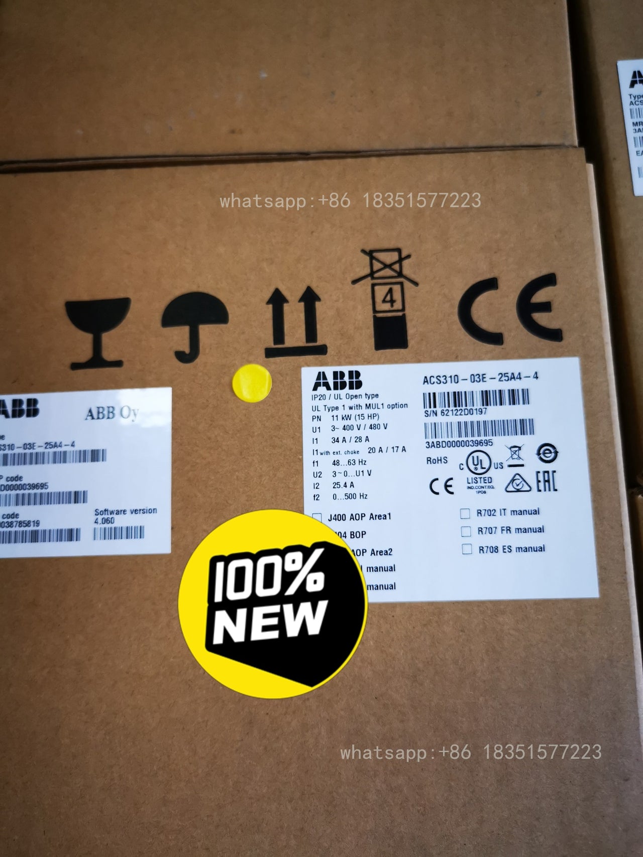 ACS310-03E-25A4-4 Inverter Drive, 11KW 15HP 25.4A 3 Phase