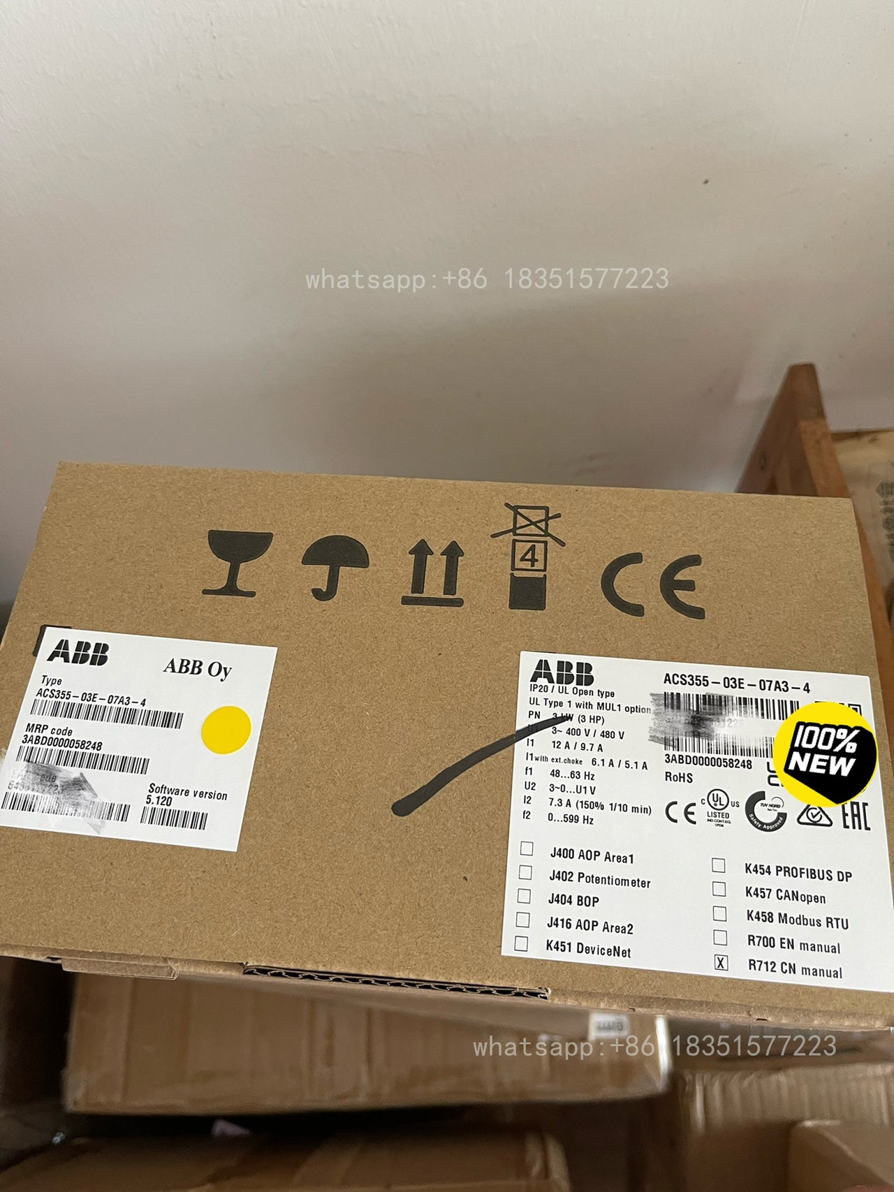 1PC New Inverter ACS355-03E-07A3-4 380V 3KW