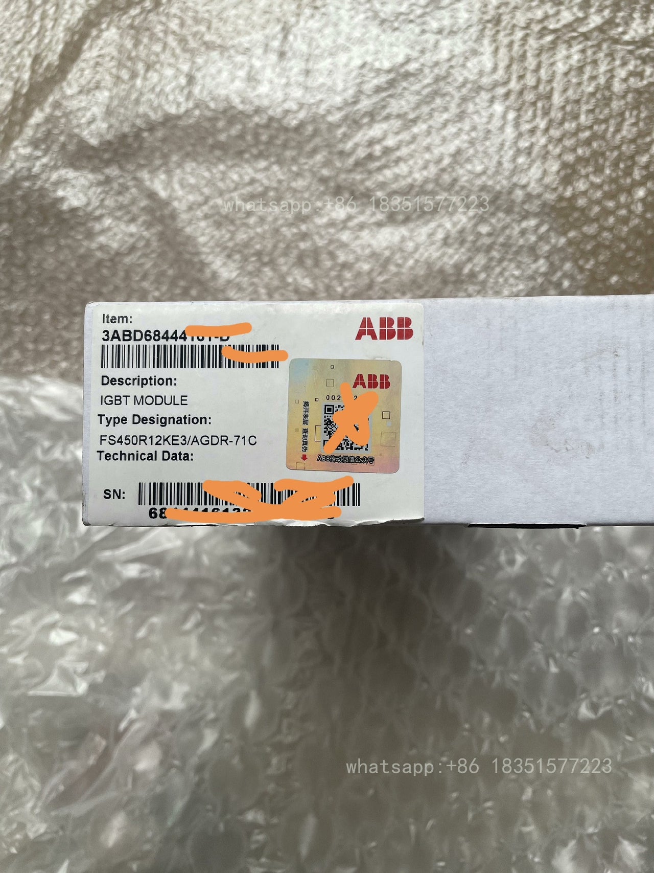 IGBT WITH DRIVER BOARD,TYPE- FS450R12KE3/AGDR-71C