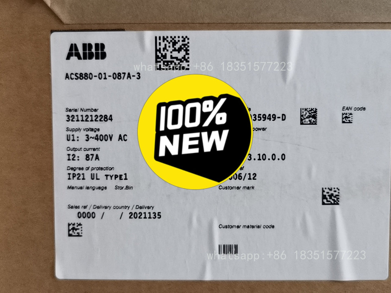 ACS880-01-087A-3 Wall-mounted Single Drive 50/60 Hz 380-415V ACS880 01 087A 3