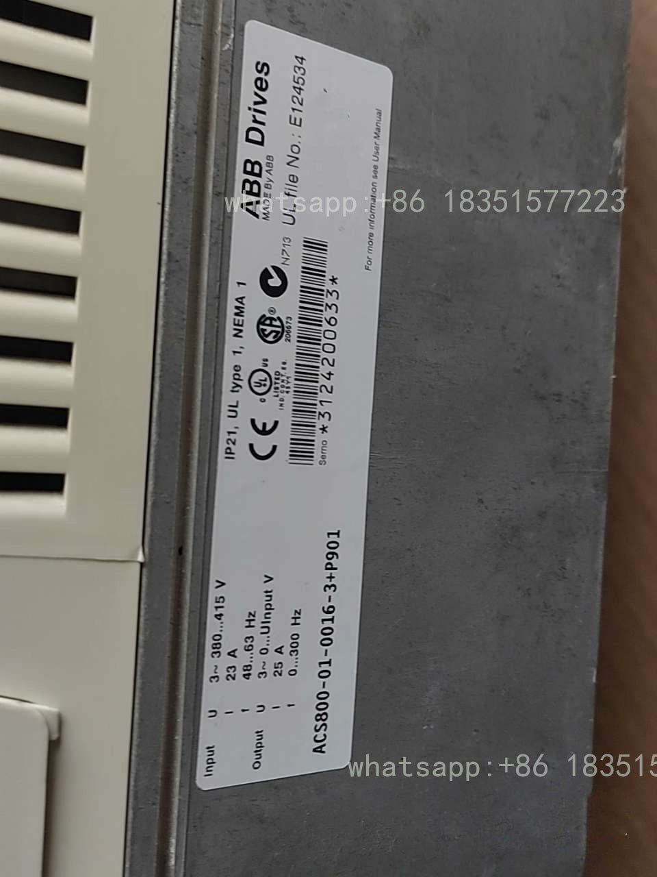 ACS800-01-0016-3 11KW Inverter Works Remaining Good Condition