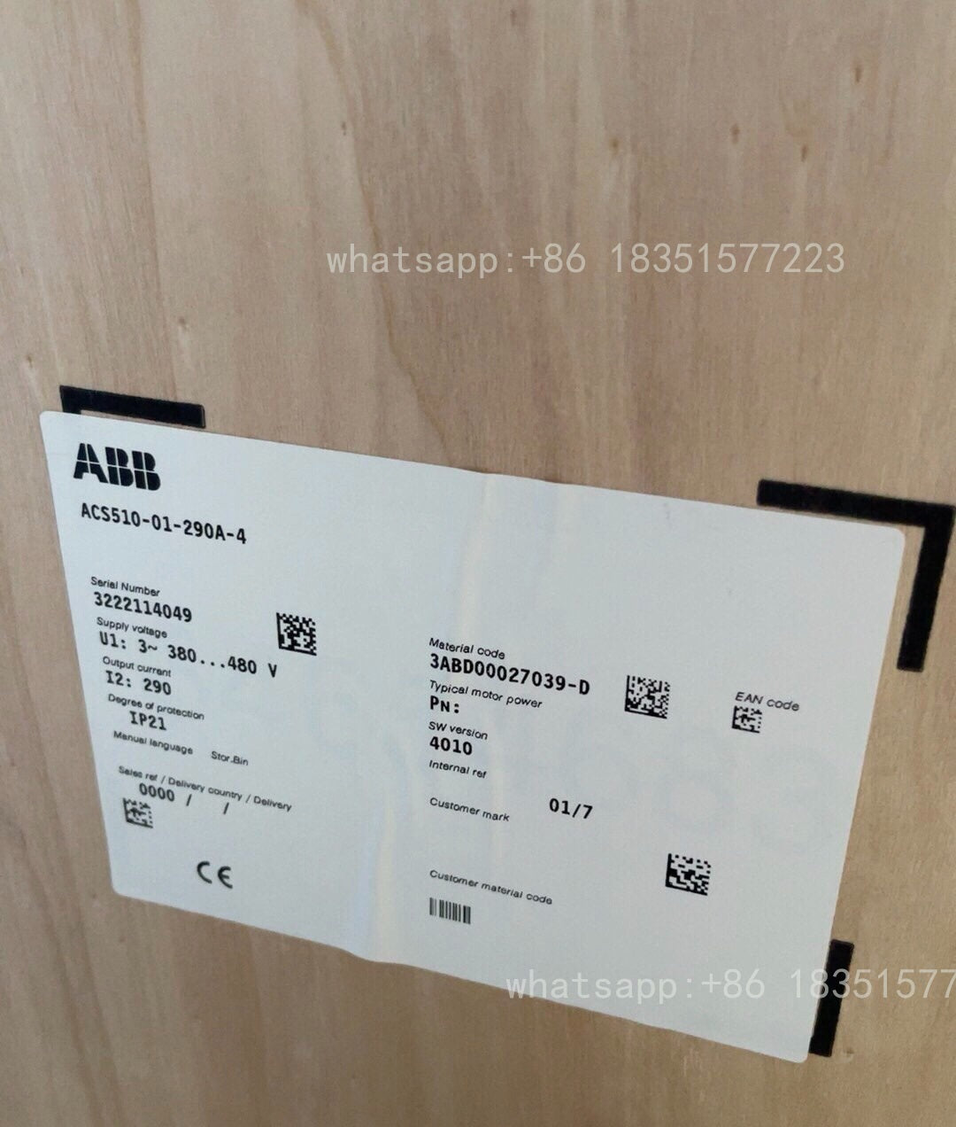 ACS510-01-290A-4 Inverter 160kw ACS510-01-290A-4 Brand New