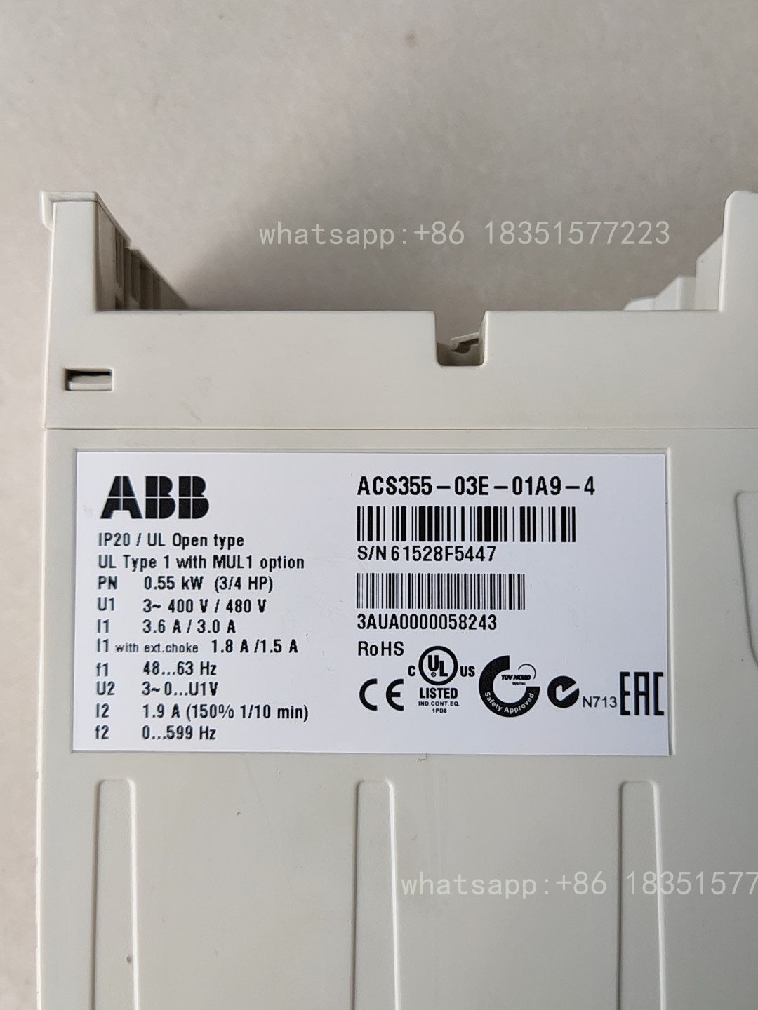 Inverter ACS355-03E-01A9-4 380V 0.55KW