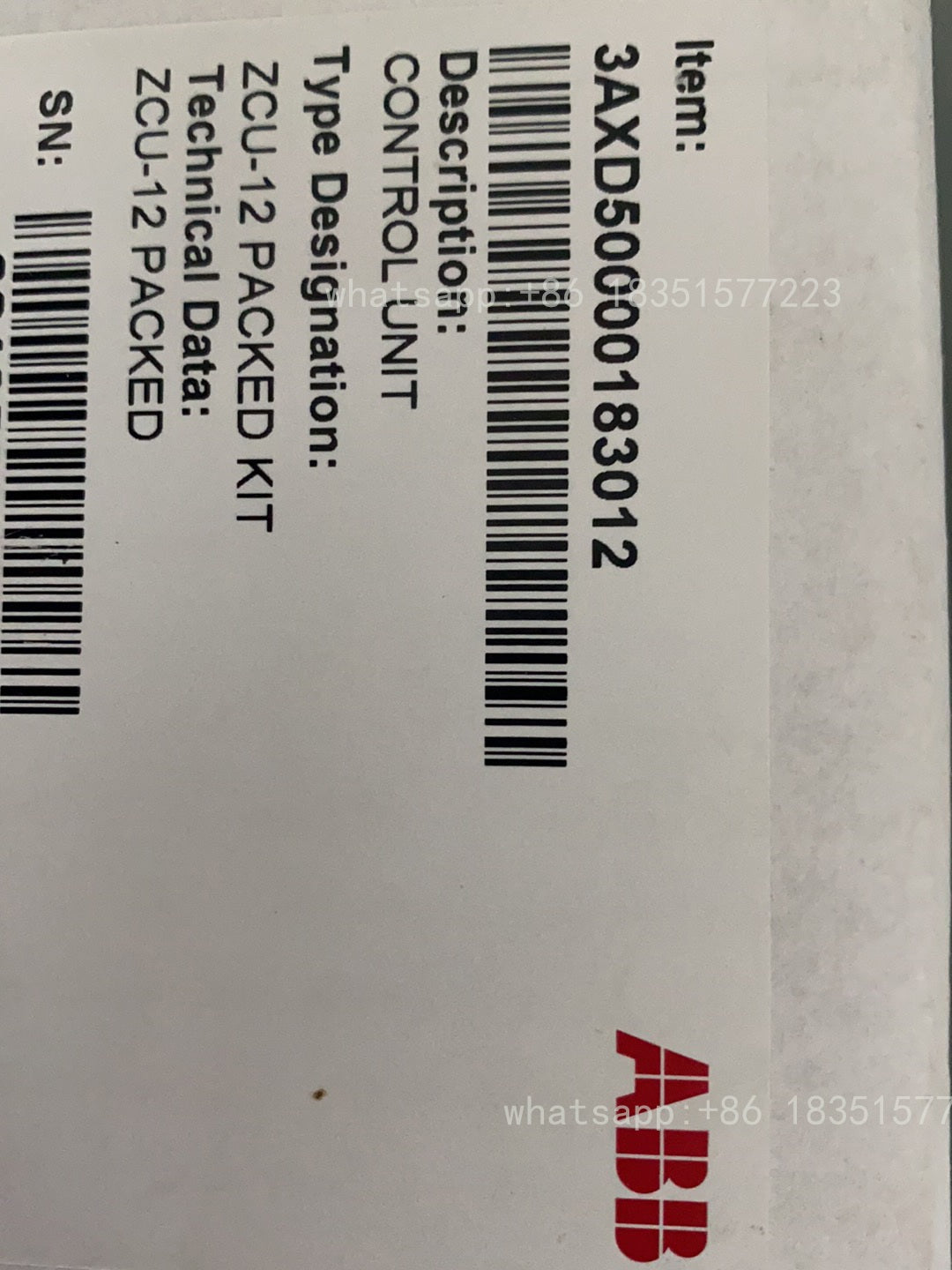 ZCU-12 PACkED SP 3AXD50000183012 Control Unit
