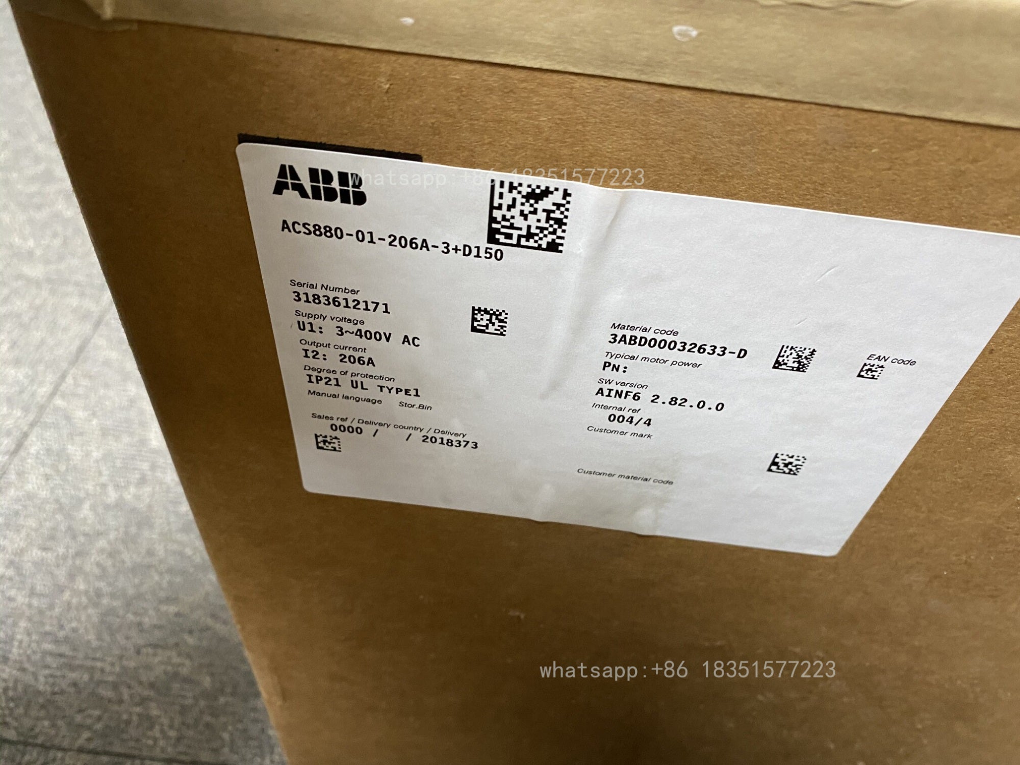 1 PC NEW ACS880-01-206A-3+D150 Inverter 110KW