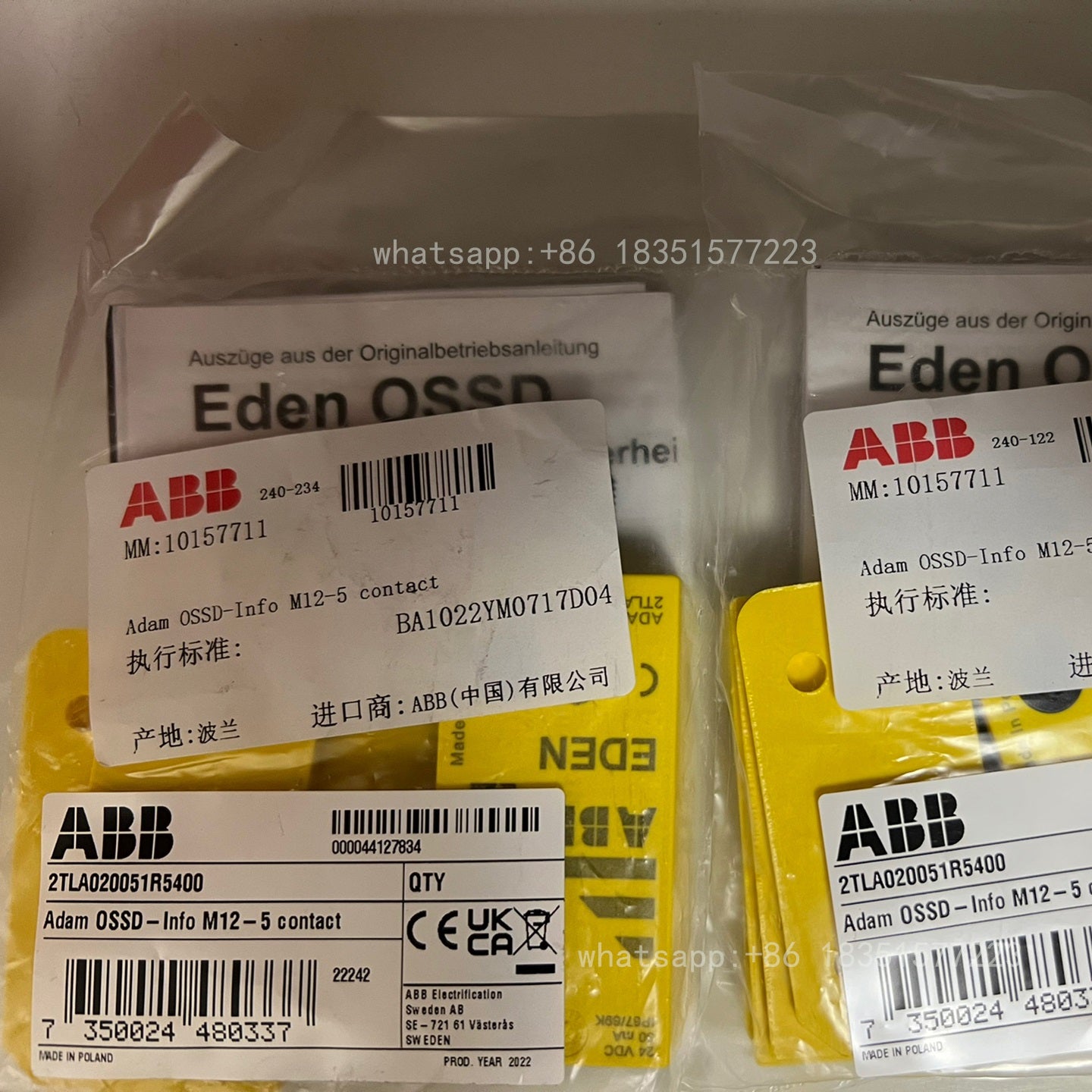 2TLA020051R5400 Safety Jokab Eden Adam OSSD - Info M12-5 Contact NIB