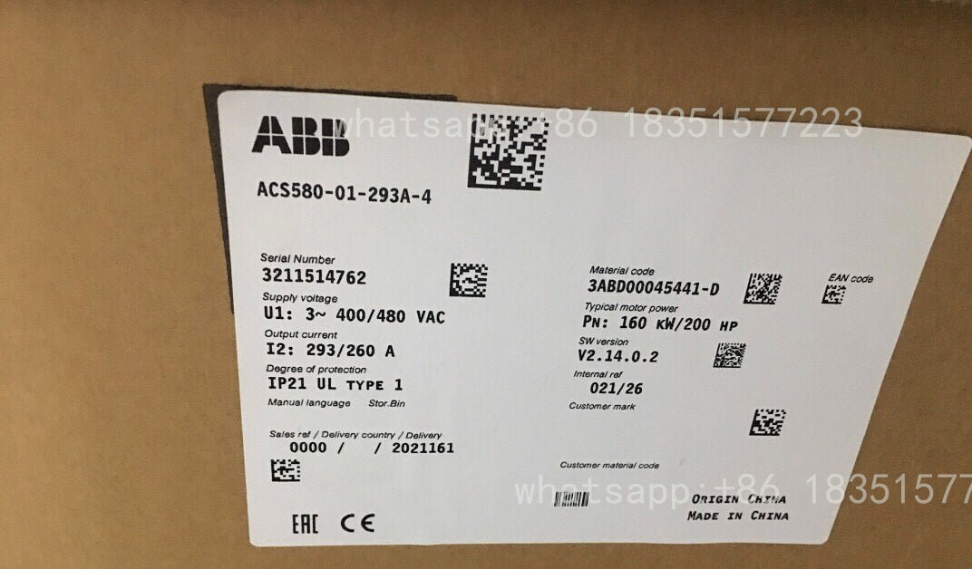 ACS580-01-293A-4 New Original Inverter 160KW
