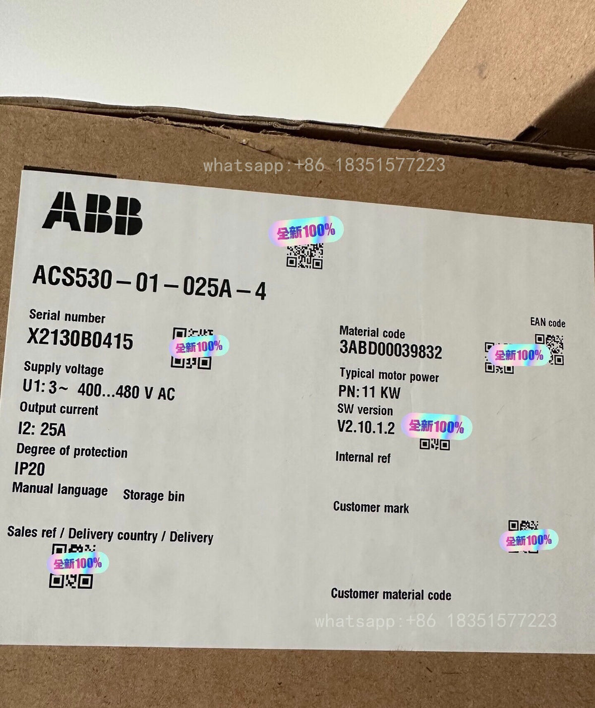 New Inverter ACS530-01-025A-4 11kw