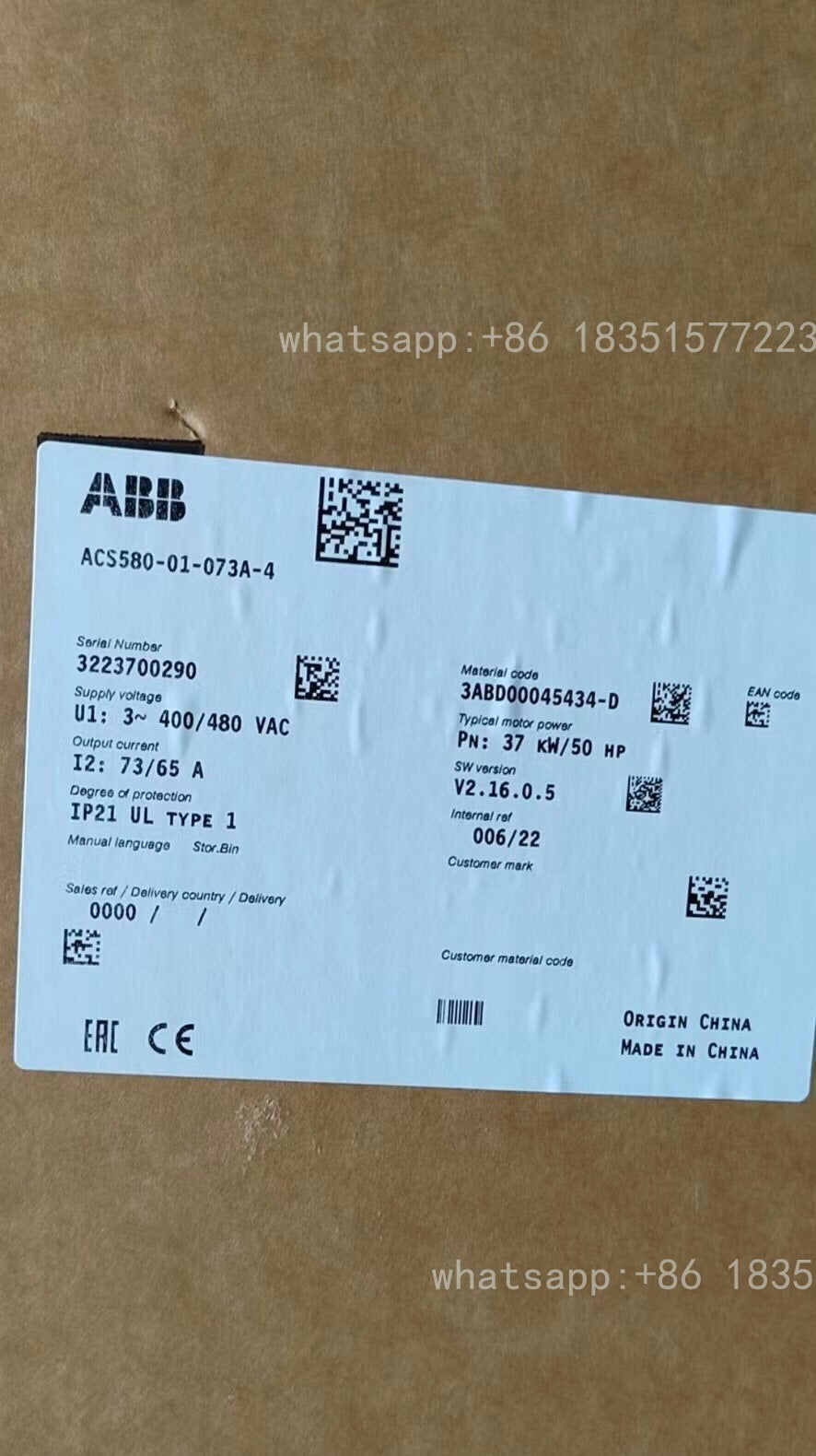 ONE NEW Inverter ACS580-01-073A-4 30KW
