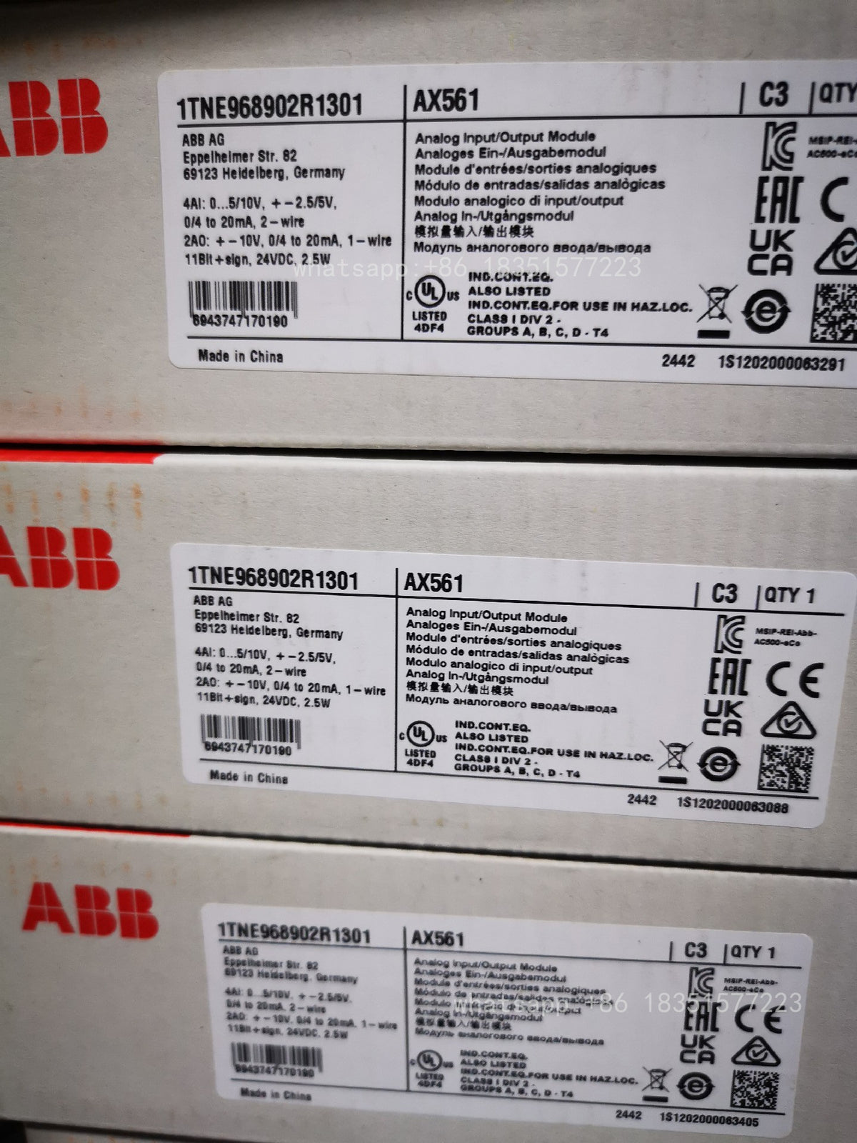 AX561 1TNE968902R1301 ANALOG I/O MODULE NEW IN BOX