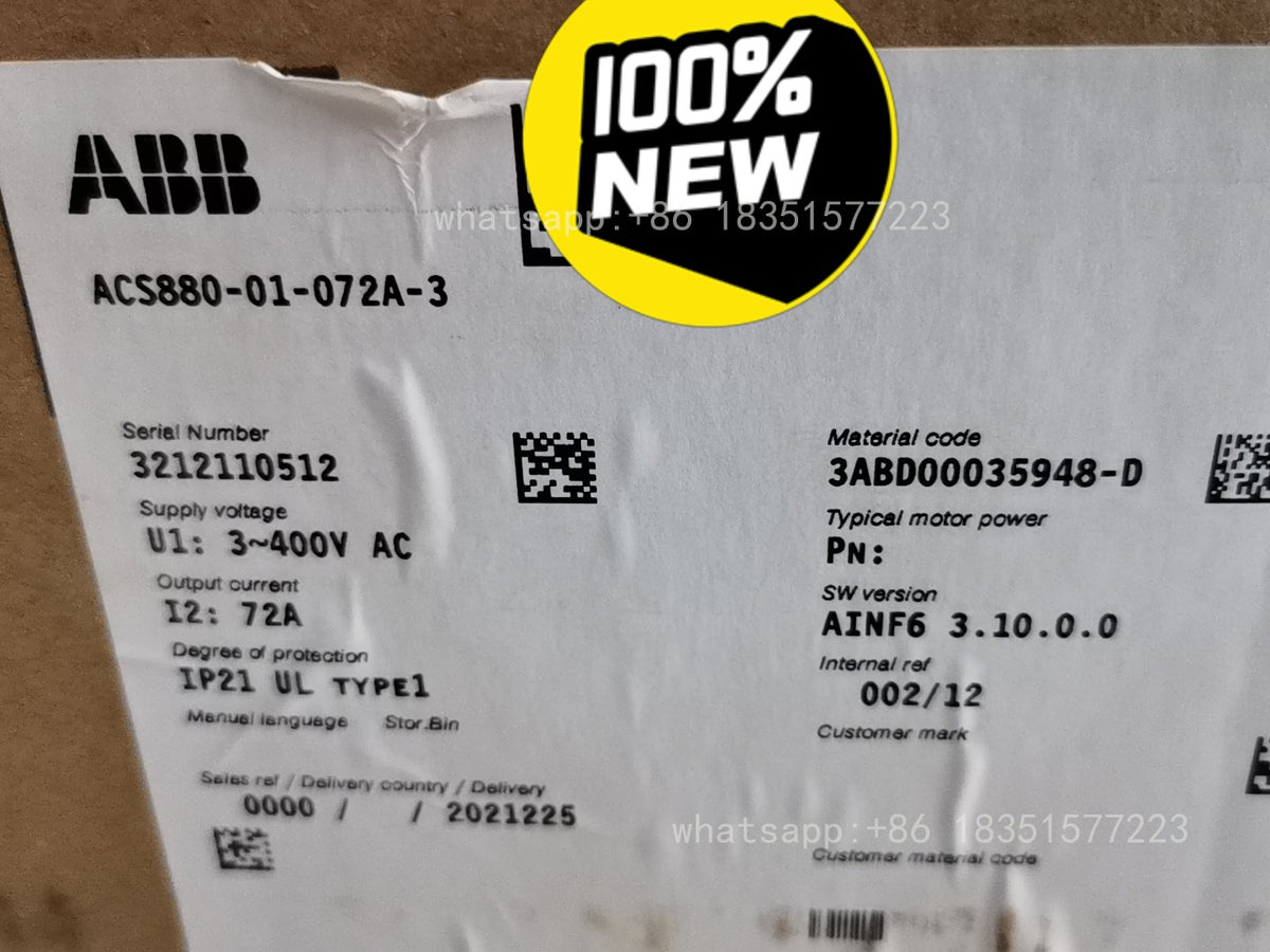 ACS880-01-072A-3 Inverter 37KW Brand New In Box
