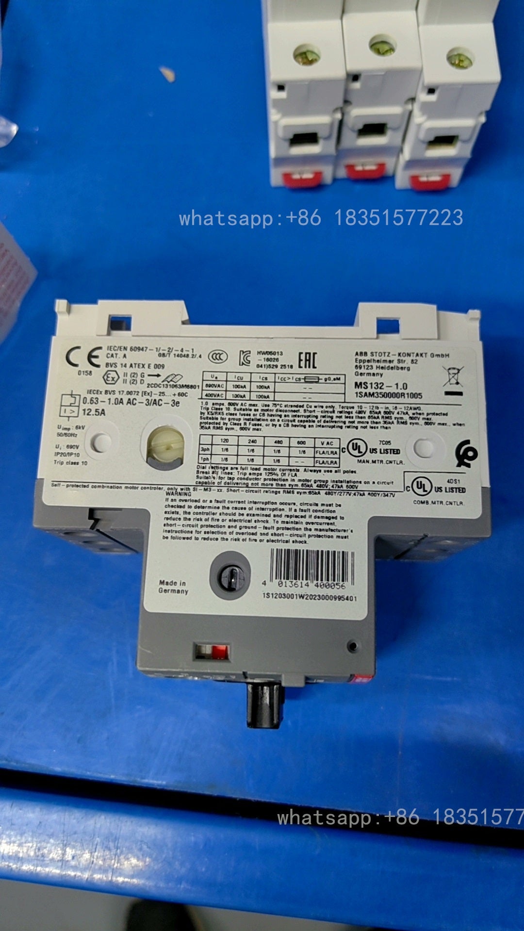 MS132-1.0 Manual Motor Starter 0.63-1.0A 1SAM350000R1005 Lot Of 3