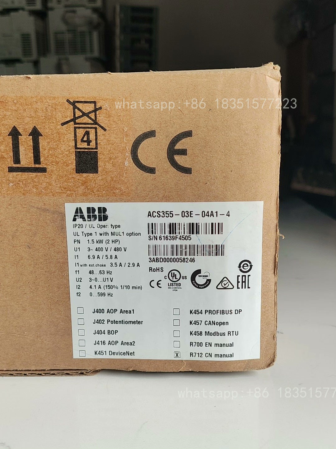 ONE Inverter ACS355-03E-04A1-4 380V 1.5KW NEW IN BOX