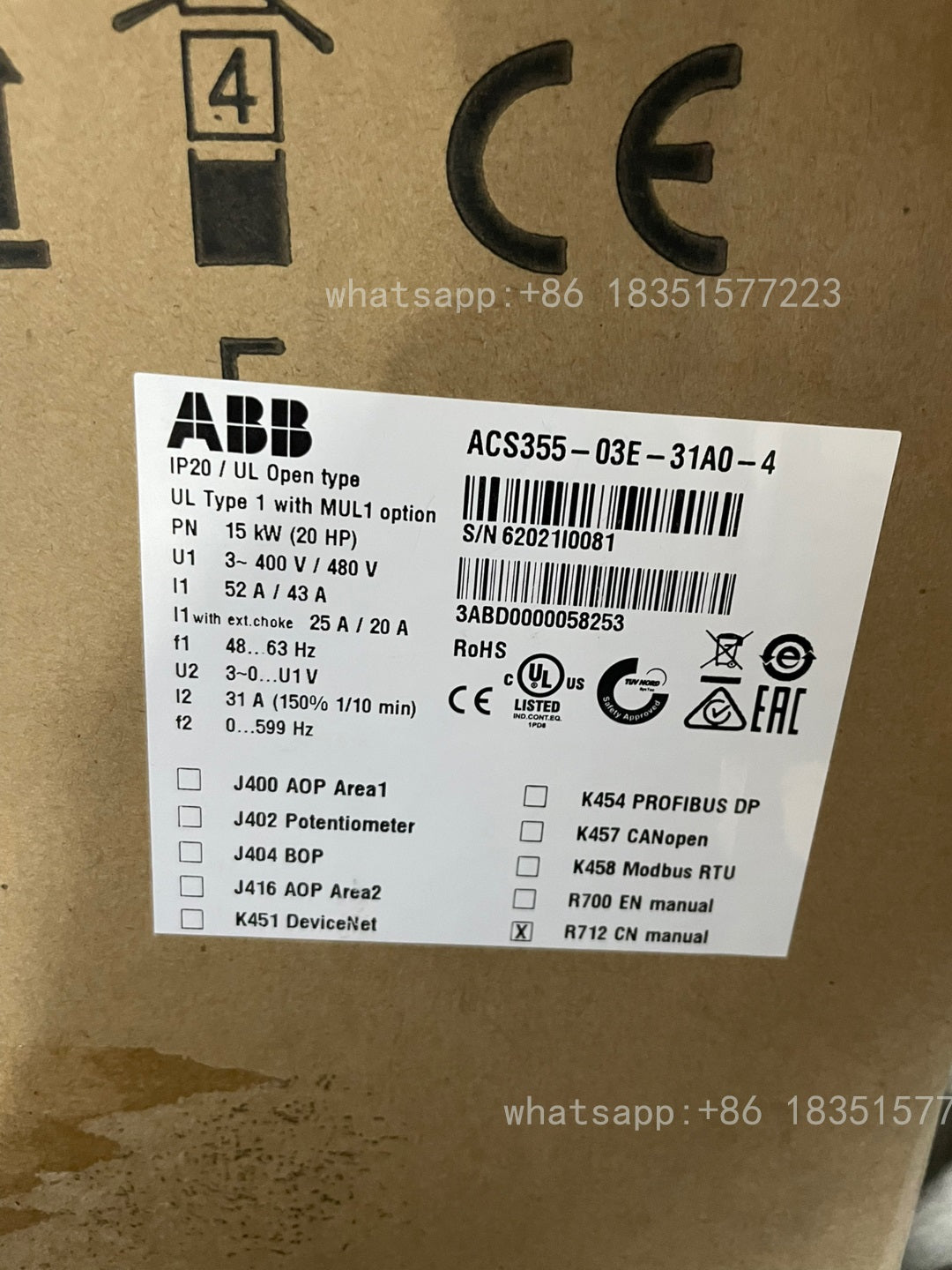 NEW Inverter ACS355-03E-31A0-4 15kw ACS35503E31A04