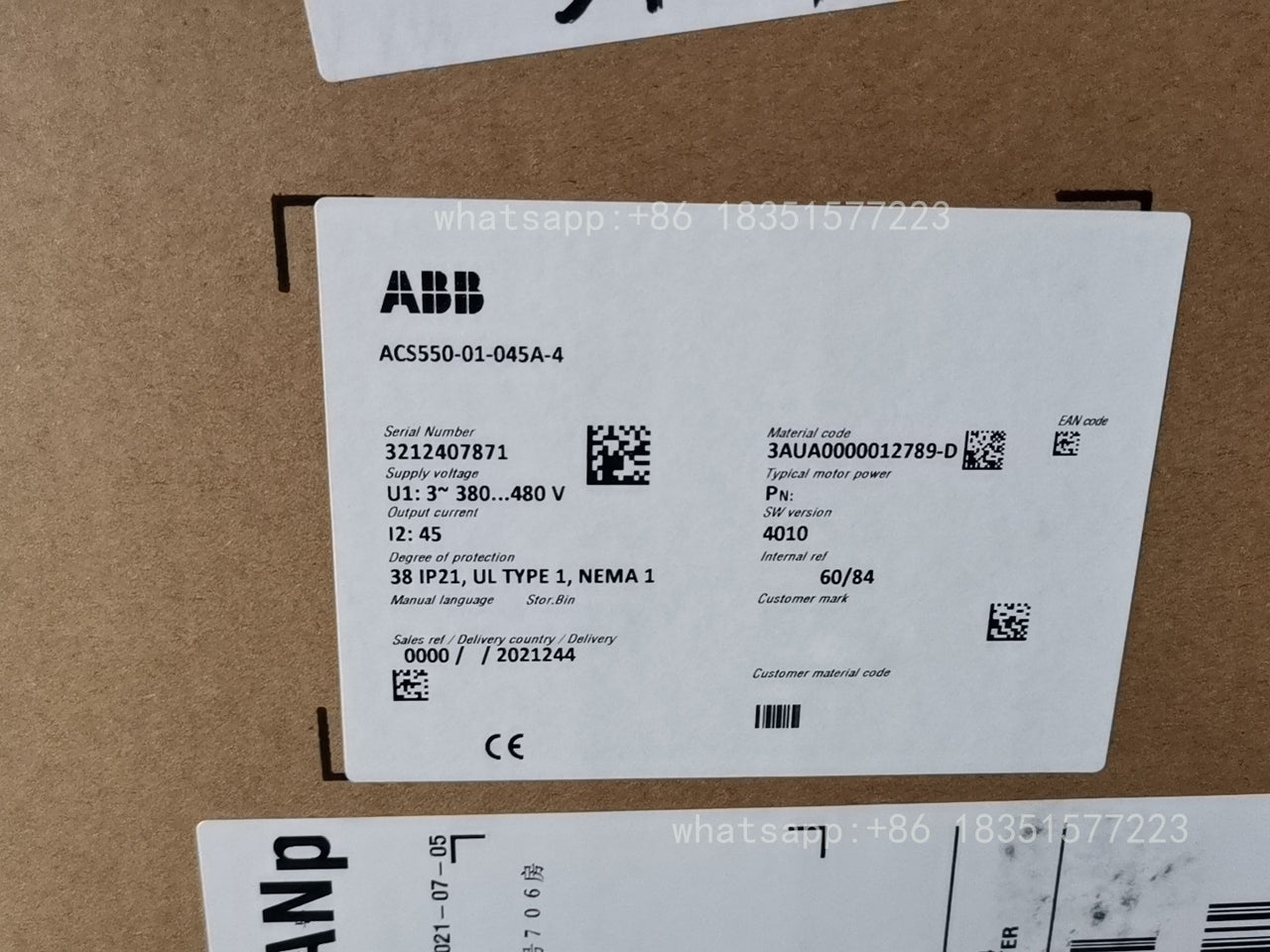 NEW Frequency Converter Equipment ACS550-01-045A-4 22kw